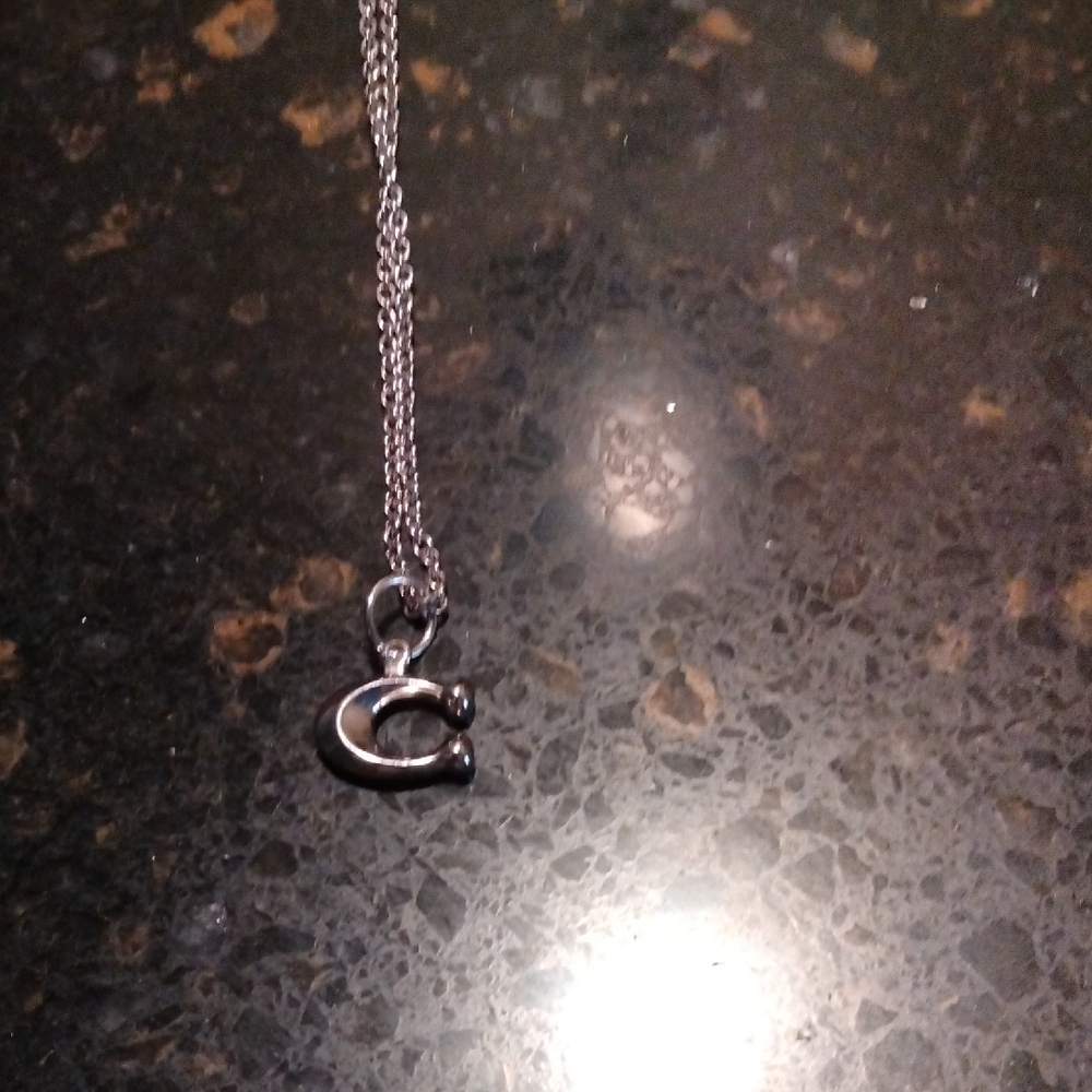 Coach Silver C Pendant and Necklace